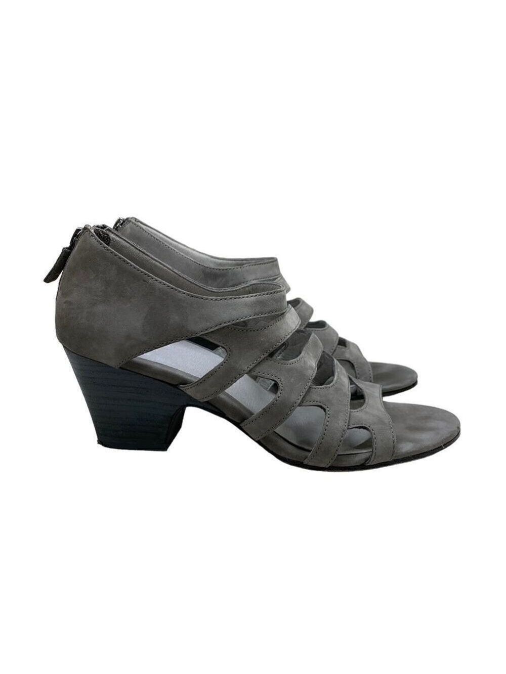 Eileen Fisher Dawson Gray Nubuck Leather Gladiator Sandals 8.5